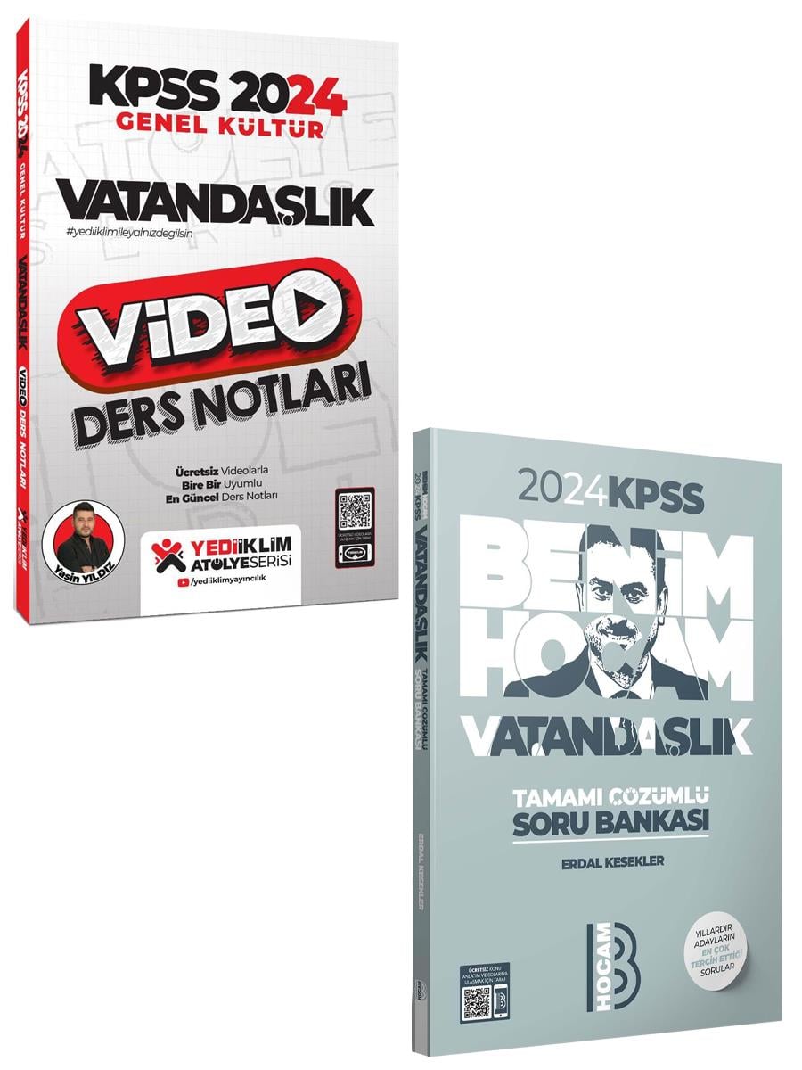 Benim Hocam 2024 KPSS Vatandaşlık Soru Bankası+Yediiklim 2024 KPSS Vatandaşlık Konu Seti