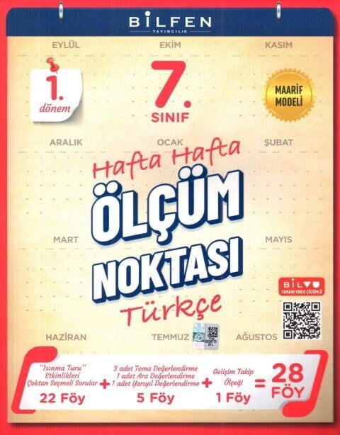 Bilfen Yayıncılık 7. Sınıf Türkçe Maarif Ölçüm Noktası 1. Dönem
