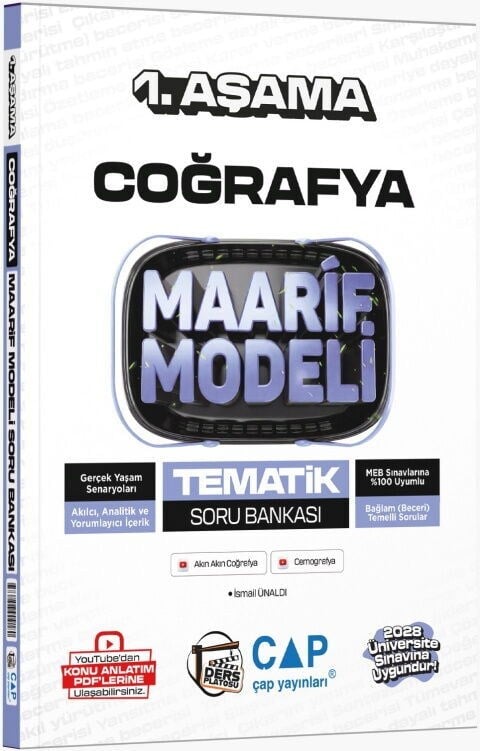 Çap Yayınları Üniversiteye Hazırlık Coğrafya Ders Platosu Maarif Modeli Tematik Soru Bankası 1. Aşama