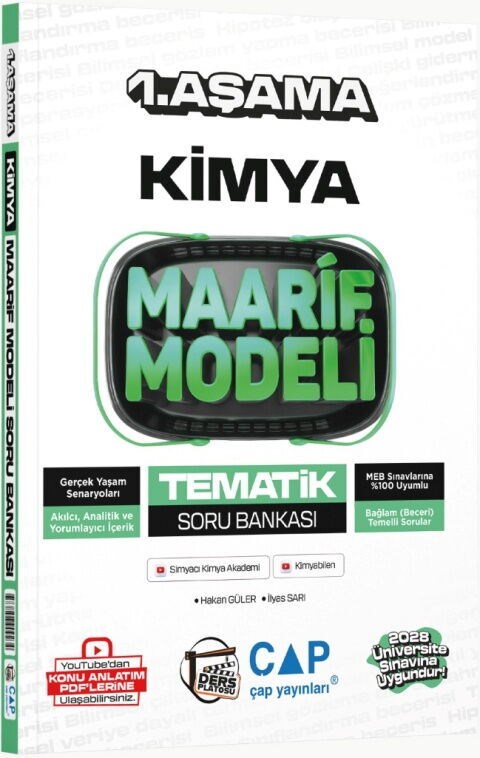 Çap Yayınları Üniversiteye Hazırlık Kimya Ders Platosu Maarif Modeli Tematik Soru Bankası 1. Aşama