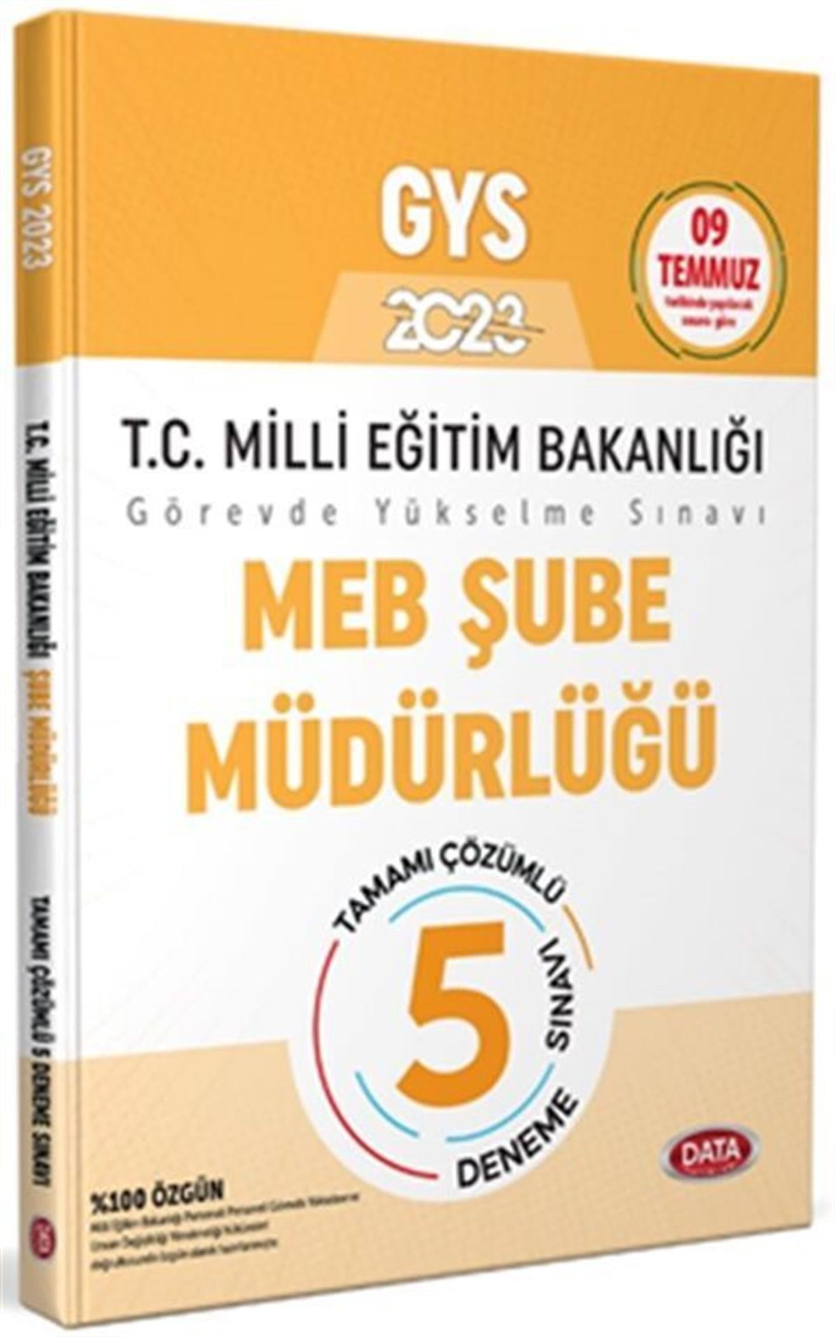 Data Yayınları Milli Eğitim Bakanlığı Şube Müdürlüğü Tamamı Çözümlü GYS 5 Deneme Sınavı