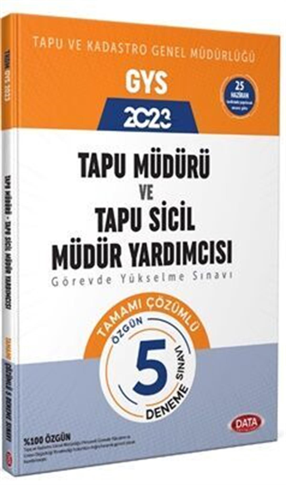 Data Yayınları Tapu Müdürü Tapu Sicil Müdür Yardımcısı GYS Tamamı Çözümlü 5 Deneme