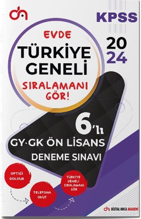 Dijital Hoca 2024 KPSS Ön Lisans Genel Yetenek Genel Kültür Türkiye Geneli PDF Çözümlü 6 lı Deneme