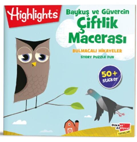 Dikkat Atölyesi Yayınları Sticker Bulmacalı Hikayeler - Baykuş ve Güvercin Çiflik Macerası