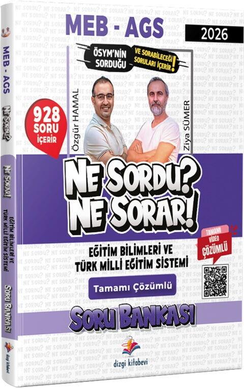 Dizgi Kitap 2026 MEB AGS Eğitim Bilimleri ve Türk Milli Eğitim Sistemi Ne Sordu Ne Sorar Tamamı Video Çözümlü Soru Bankası