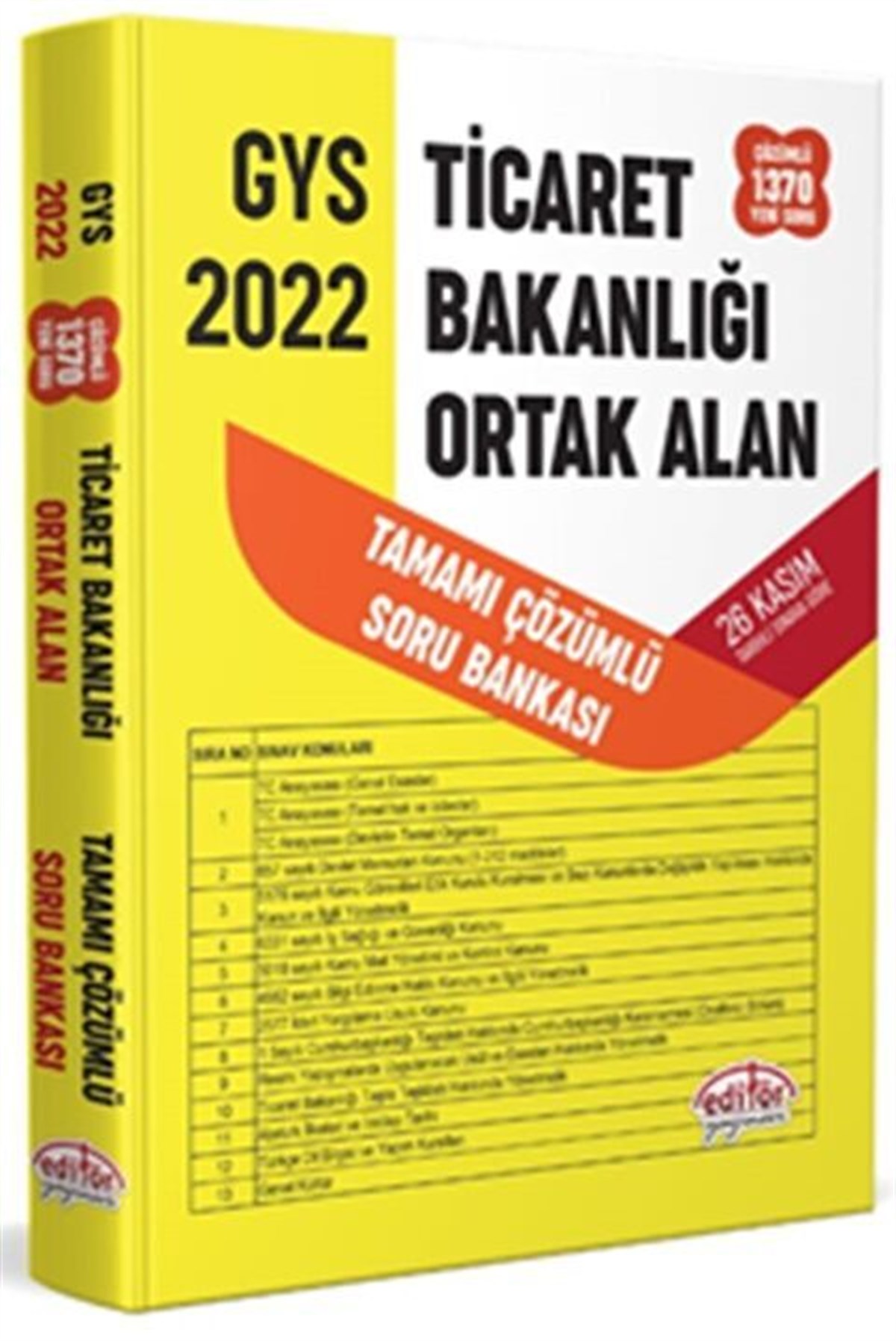 Editör Yayınları 2022 GYS Ticaret Bakanlığı Tüm Kadrolar için Ortak Alan Soru Bankası Çözümlü