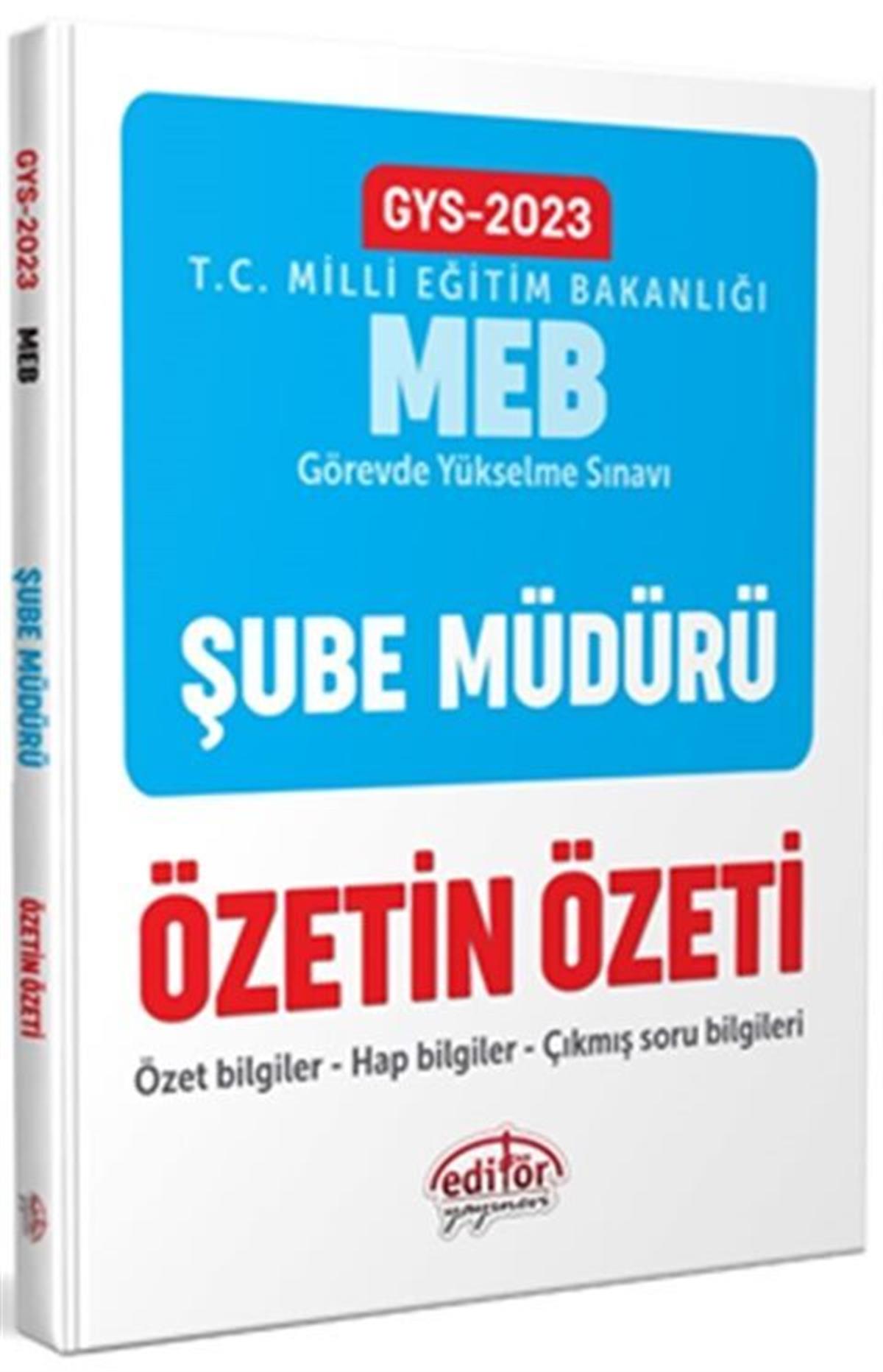 Editör Yayınları 2023 Milli Eğitim Bakanlığı GYS Şube Müdürü Özetin Özeti