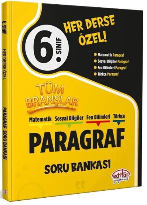 Editör Yayınları 6. Sınıf Paragraf Tüm Branşlar Soru Bankası