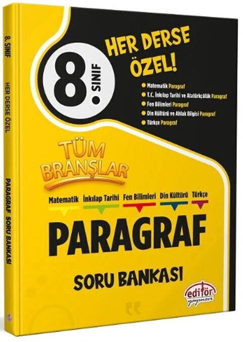 Editör Yayınları 8. Sınıf Paragraf Tüm Branşlar Soru Bankası