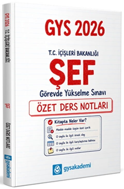 GYSAkademi 2026 T.C. İçişleri Bakanlığı Şef GYS Özet Ders Notları