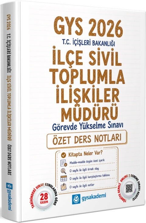 GYSAkademi 2026 T.C. İçişleri Bakanlığı İlçe Sivil Toplumla İlişkiler Müdürü Özet Ders Notları