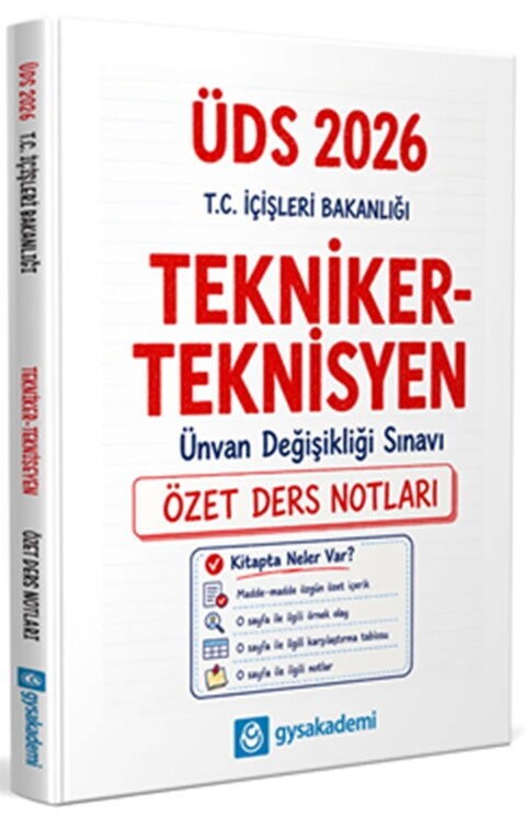 GYSAkademi 2026 T.C. İçişleri Bakanlığı Tekniker - Teknisyen ÜDS Özet Ders Notları