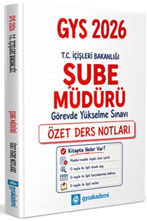 GYSAkademi 2026 T.C. İçişleri Bakanlığı Şube Müdürü GYS Özet Ders Notları