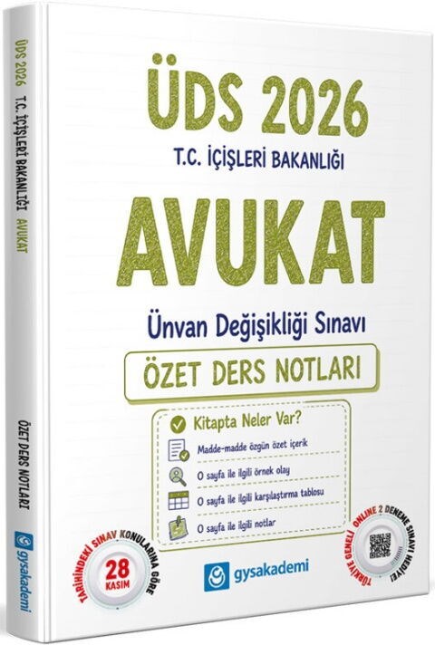 GYSAkademi 2026 ÜDS T.C. İçişleri Bakanlığı Avukat Özet Ders Notları