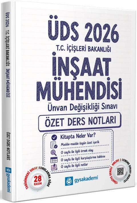 GYSAkademi 2026 ÜDS T.C. İçişleri Bakanlığı İnşaat Mühendisi Özet Ders Notları
