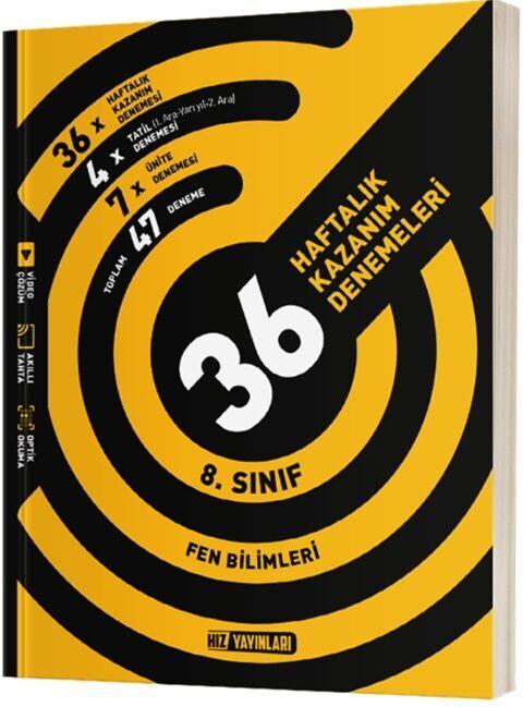 Hız Yayınları 8. Sınıf Fen Bilimleri 36 Haftalık Kazanım Denemeleri