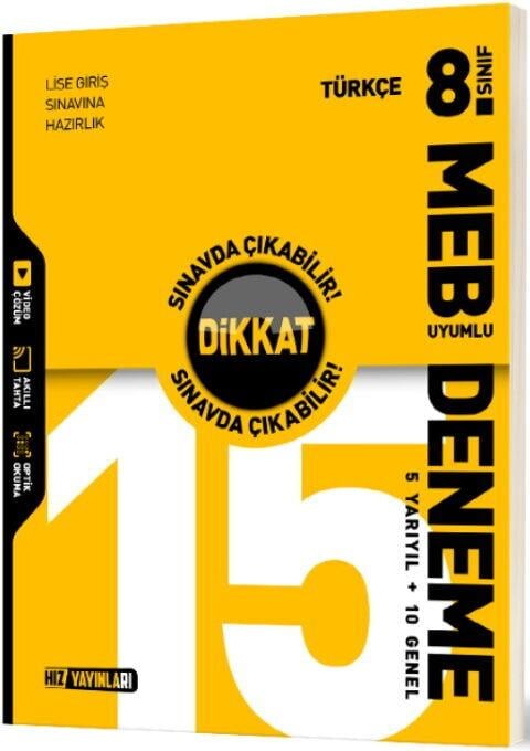 Hız Yayınları 8. Sınıf Türkçe 15 Deneme