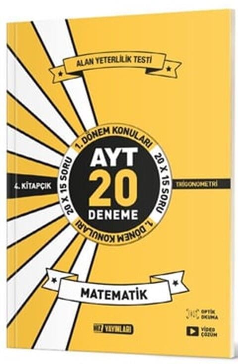 Hız Yayınları AYT Matematik 20 li İlk Dönem Deneme 4. Kitap
