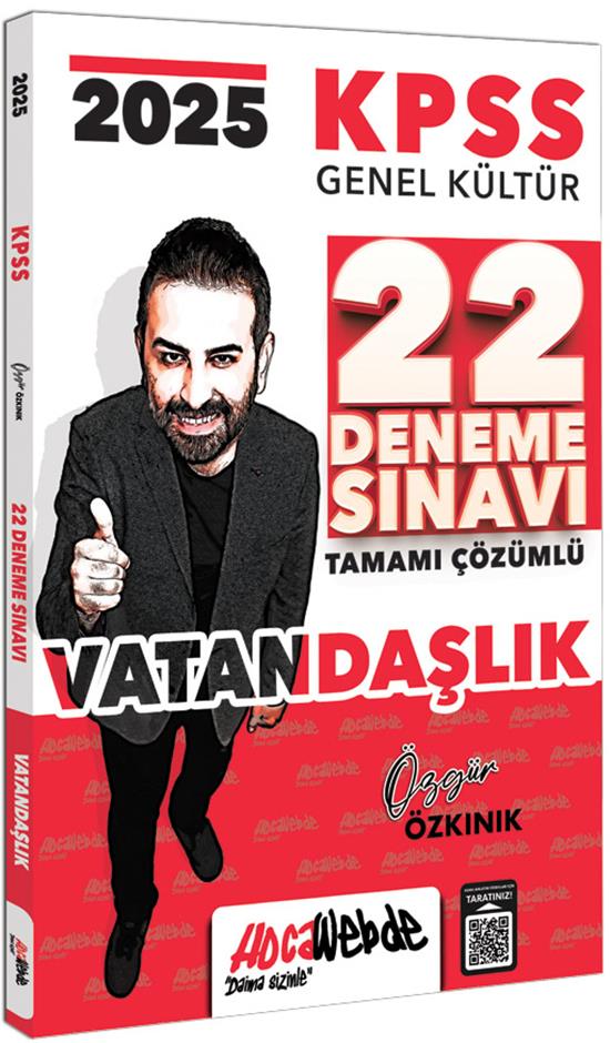 HocaWebde Yayınları 2025 KPSS Genel Kültür Vatandaşlık Tamamı Çözümlü 22 Deneme Sınavı