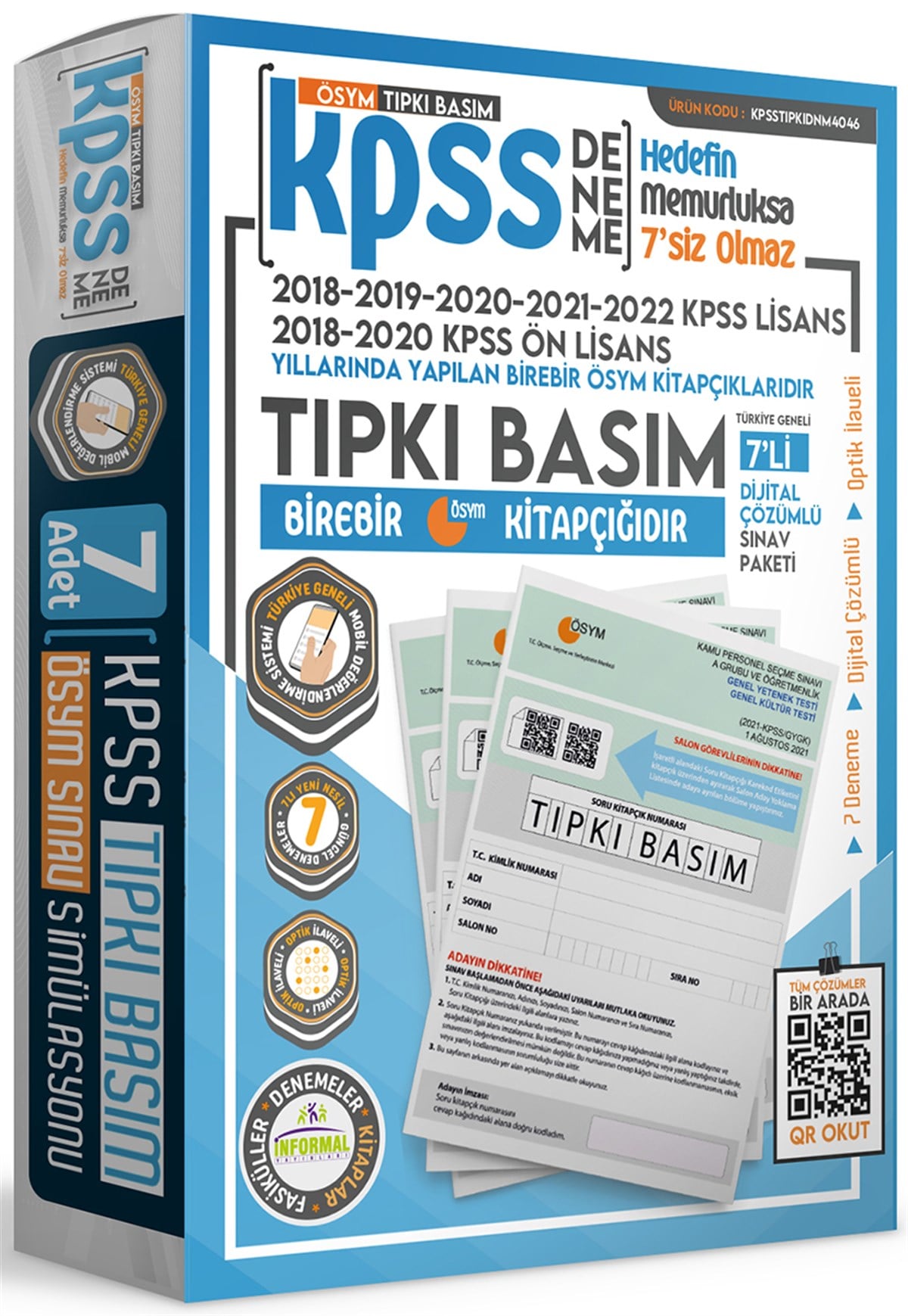 İnformal 2023 Lisans Ön Lisans KPSS ÖSYM Çıkmış Soru Tıpkı Basım Türkiye Geneli D.Çözümlü 7 li Deneme