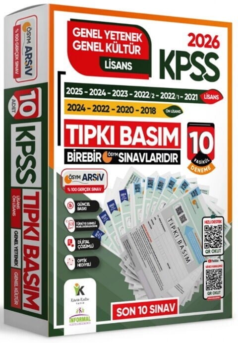 İnformal Yayınları 2026 KPSS Genel Yetenek Genel Kültür Çıkmış Soru Tıpkı Basım 10lu Deneme Paketi