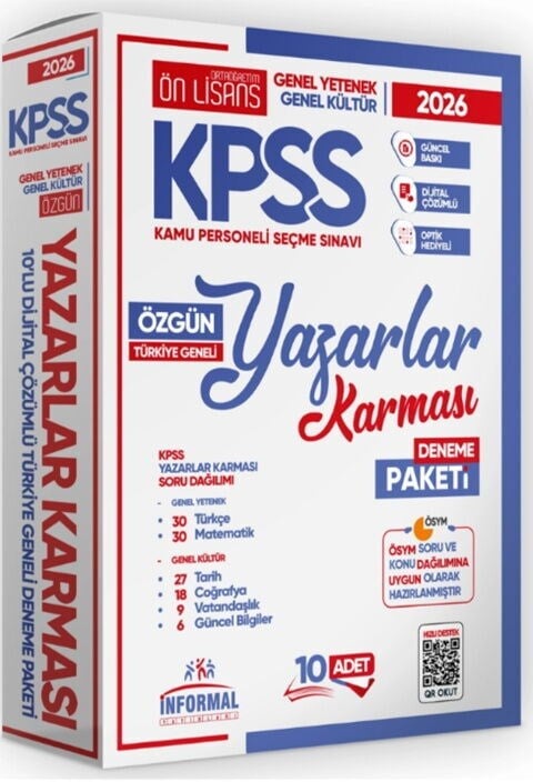 İnformal Yayınları 2026 KPSS Lisans Yazarlar Karması GYGK Türkiye Geneli Kurumsal 10lu Deneme Paketi