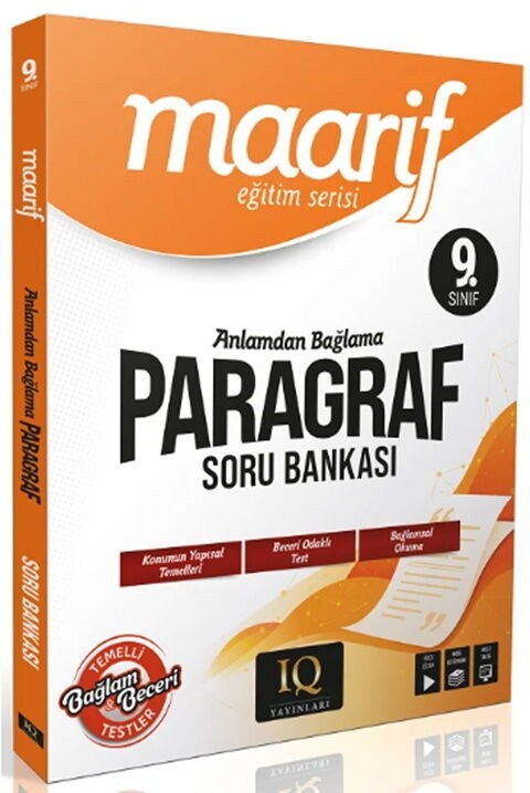 IQ Yayınları 9. Sınıf Paragraf Anlamdan Bağlama Maarif Soru Bankası