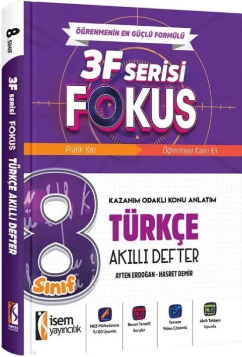 İsem Yayınları 8. Sınıf Türkçe 3F Fokus Akıllı Defter
