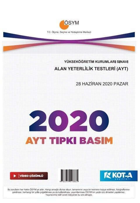 Kota Yayınları AYT 2020 Tıpkı Basım