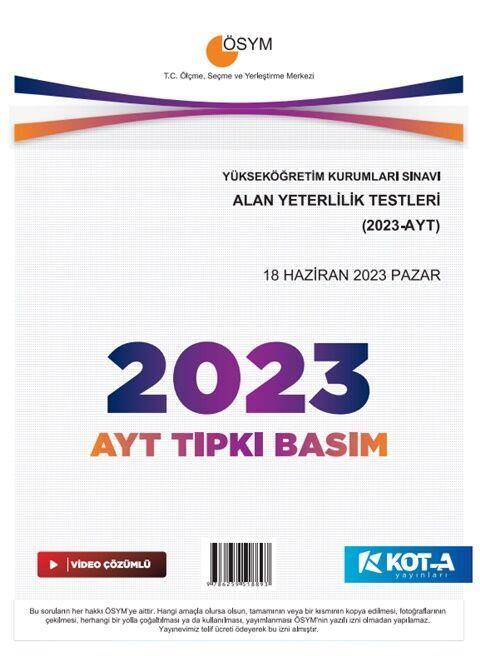 Kota Yayınları AYT 2023 Tıpkı Basım