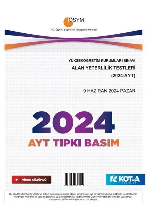 Kota Yayınları AYT 2024 Tıpkı Basım