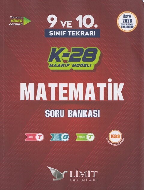 Limit Yayınları TYT 9. ve 10. Sınıf Tekrarı Matematik K-28 Maarif Model Soru Bankası