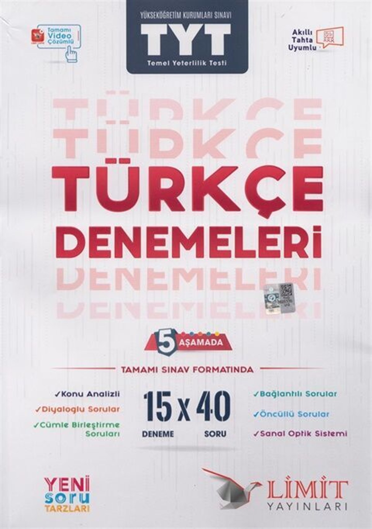 Limit Yayınları TYT Türkçe 15 X 40 5 Aşamada Yeni Soru Tarzları ile Denemeleri