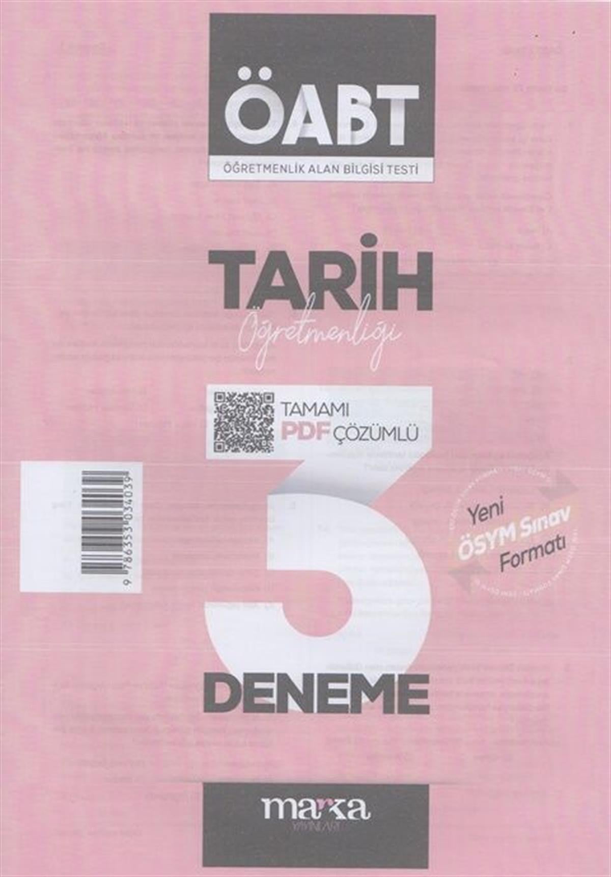 Marka Yayınları ÖABT Tarih Öğretmenliği 3 Deneme