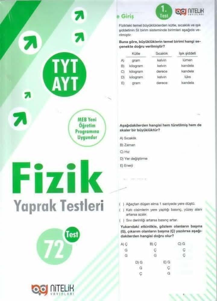 Nitelik Yayınları TYT AYT Fizik Yaprak Testleri