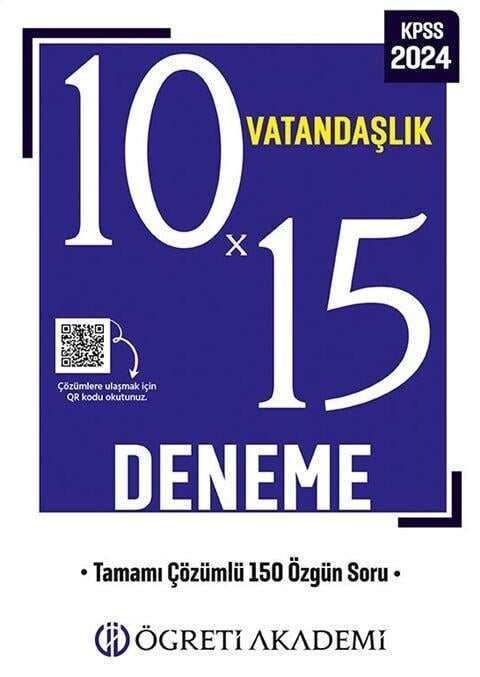 Öğreti Akademi 2024 KPSS Genel Yetenek Genel Kültür Vatandaşlık 10 x 15 Deneme