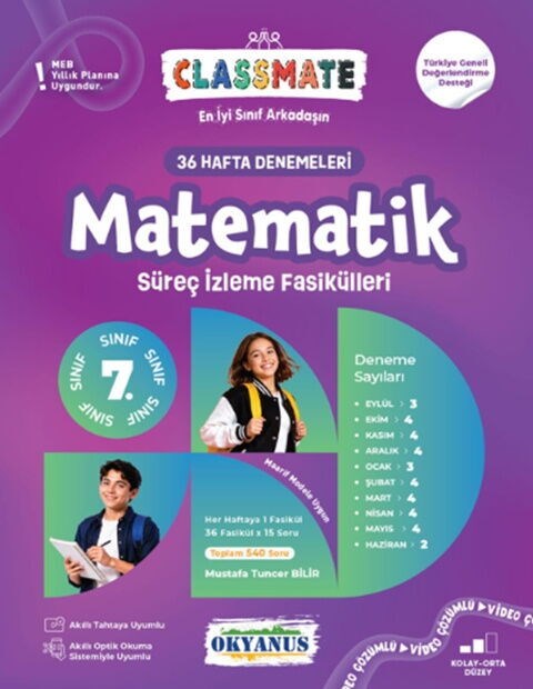Okyanus Yayınları 7. Sınıf Matematik Classmate 36 Hafta Denemeleri Süreç İzleme Fasikülleri