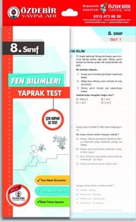 Özdebir Yayınları 8. Sınıf Fen ve Teknoloji Yaprak Test