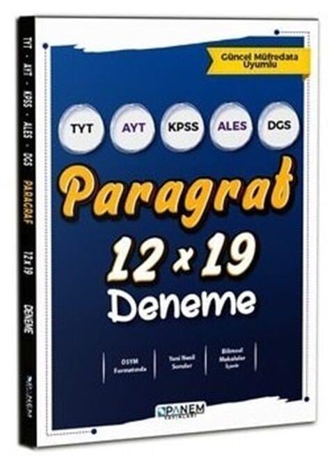 Panem Yayınları TYT AYT KPSS ALES DGS Paragraf 12x19 Deneme