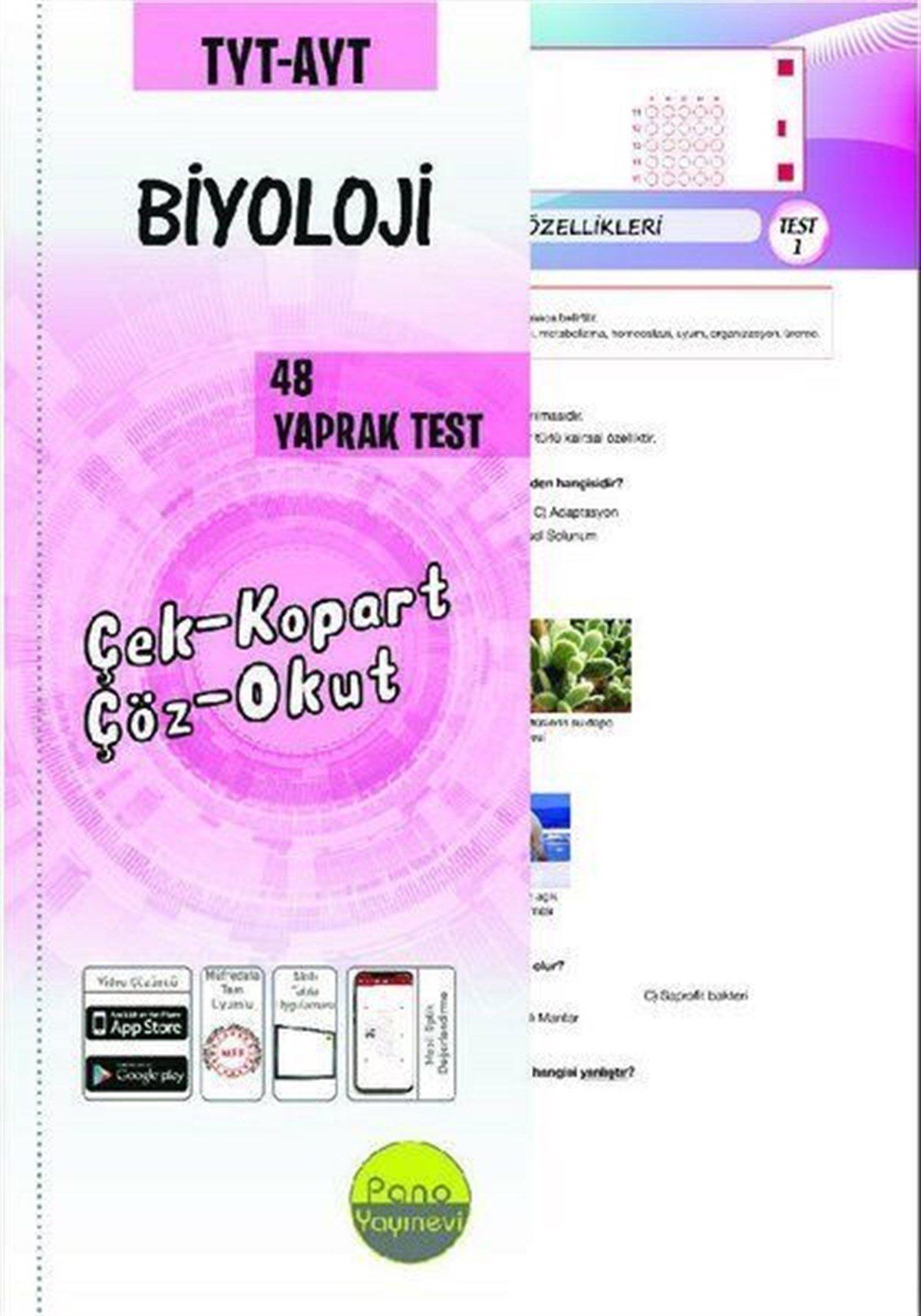 Pano Yayınları TYT AYT Biyoloji 48 Yaprak Test