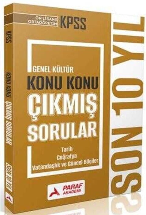 Paraf 2026 KPSS Lise Ortaöğretim Ön Lisans Tarih Coğrafya Vatandaşlık ve Güncel Bilgiler Son 10 Yıl Konu Konu Çıkmış S