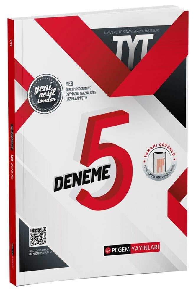 Pegem  TYT Tamamı Çözümlü 5 Deneme Sınavı