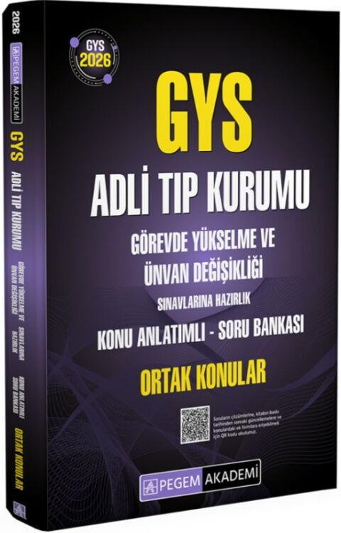 Pegem Akademi 2026 GYS Adli Tıp Kurumu Ünvan Değişikliği Sınavlarına Hazırlık Ortak Konular Konu Anlatımlı Soru Bankası