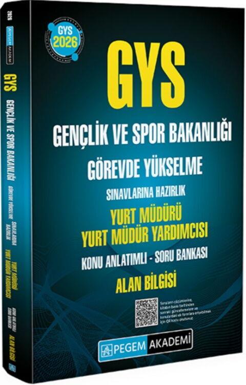 Pegem Akademi 2026 GYS Gençlik ve Spor Bakanlığı Yurt Müdürü Yurt Müdür Yardımcısı Konu Anlatımlı Soru Bankası Alan Bilgisi