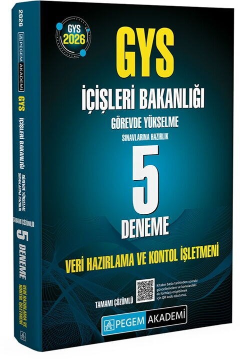 Pegem Akademi 2026 GYS İçişleri Bakanlığı Veri Hazırlama ve Kontrol İşletmeni 5 Deneme