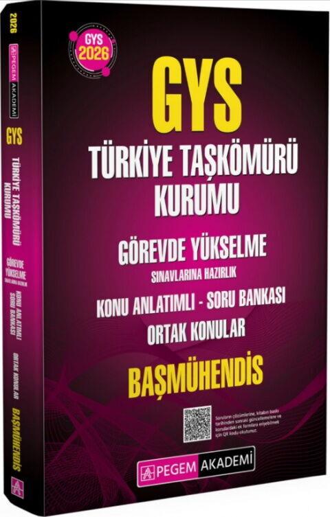 Pegem Akademi 2026 GYS Türkiye Taşkömürü Kurumu Başmühendis Hazırlık Konu Anlatımlı Soru Bankası Ortak Konular
