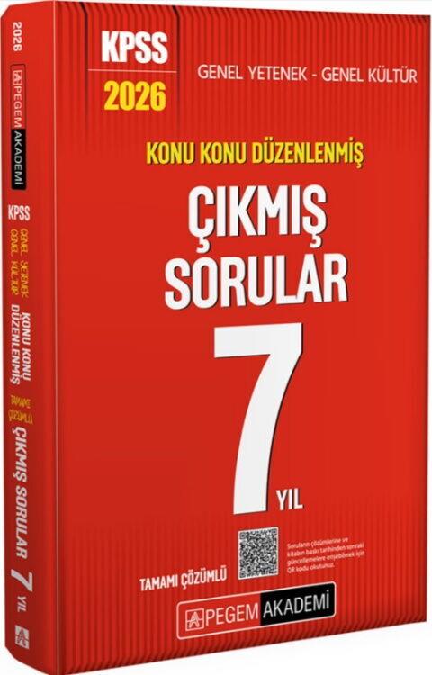 Pegem Akademi 2026 KPSS Genel Yetenek Genel Kültür Konu Konu Düzenlenmiş Tamamı Çözümlü 7 Yıl Çıkmış Sorular