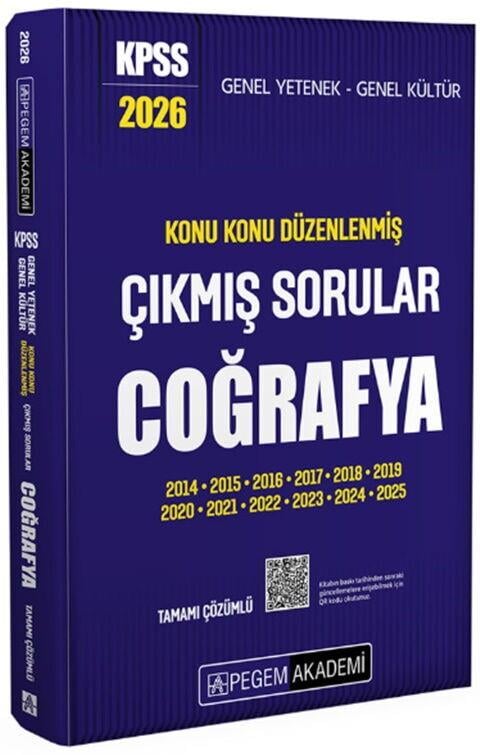 Pegem Akademi 2026 KPSS GYGK Coğrafya Konu Konu Düzenlenmiş Tamamı Çözümlü Çıkmış Sorular