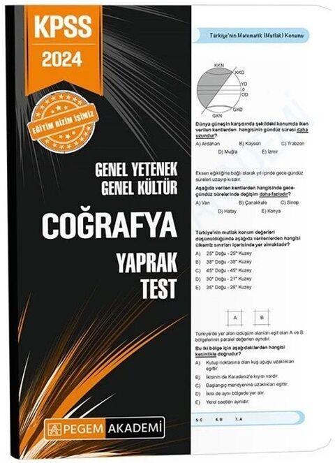 Pegem Yayınları 2024 KPSS Coğrafya Yaprak Test