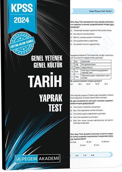 Pegem Yayınları 2024 KPSS Genel Yetenek Genel Kültür Tarih Yaprak Test